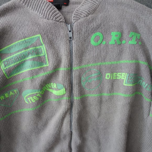 Diesel Official Dieseland Great Testdriver O.R.T. Zip Up Grey Sweater Size L - Picture 2 of 16